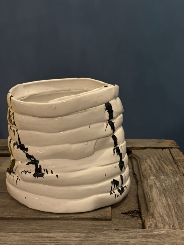 Vaso Tubo medio Bianco macchiato - immagine 2
